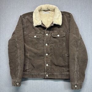 Outerknown Jacket Mens Large Brown Corduroy Hemp Sherpa Lined Trucker Fleece